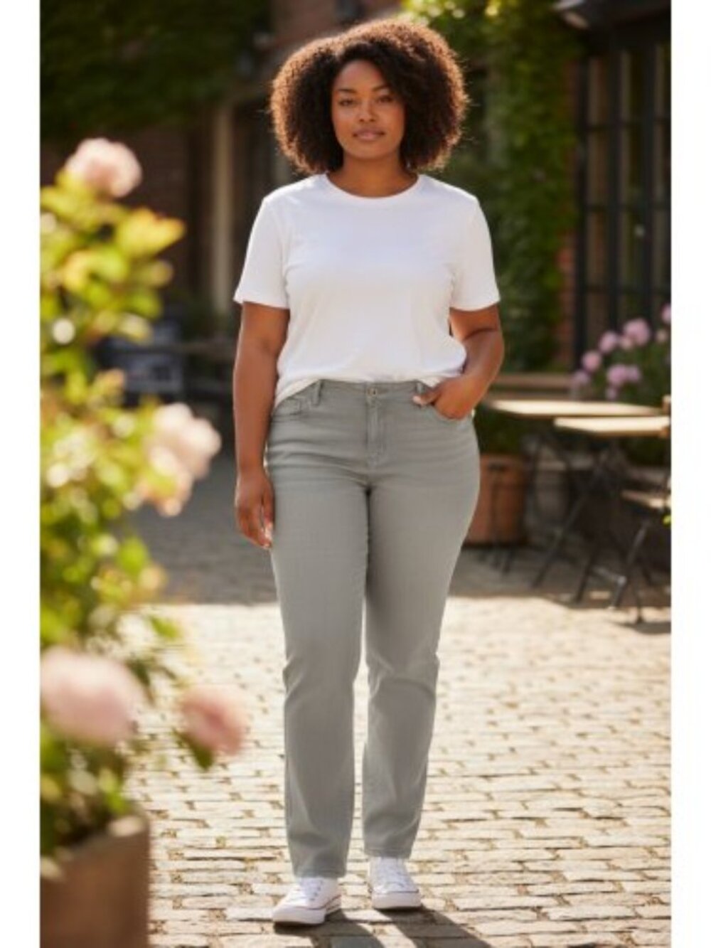 STYLE & CO Brown Slim Straight Leg Stretch Denim Jeans Womans Plus Size 24W